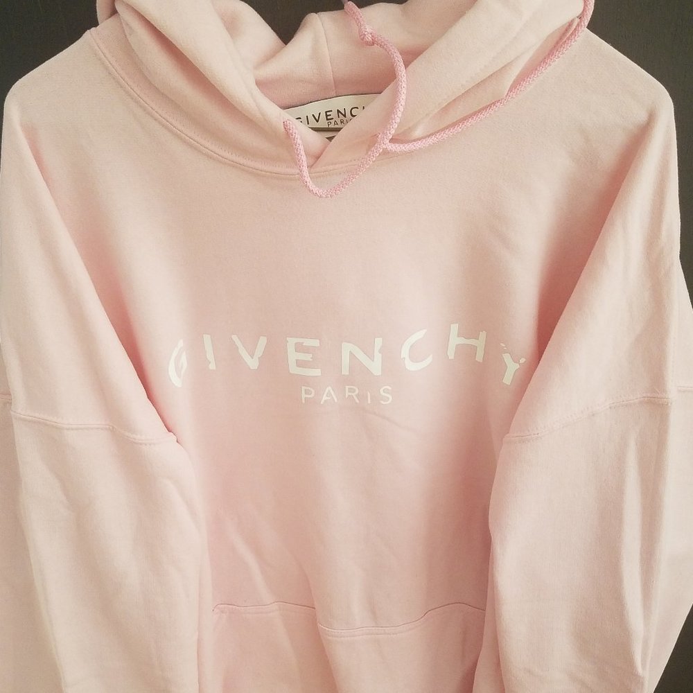 Rose Pink Givenchy Hoodie Distressed Logo